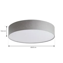Lindby LED-loftlampe Ellamina, 60 cm, lysegrå, tekstil