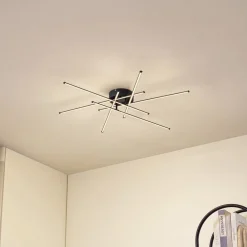 Lindby Loftlamper>LED-loftlampe Elviano, Ø 80 cm, sort, 3.000 K