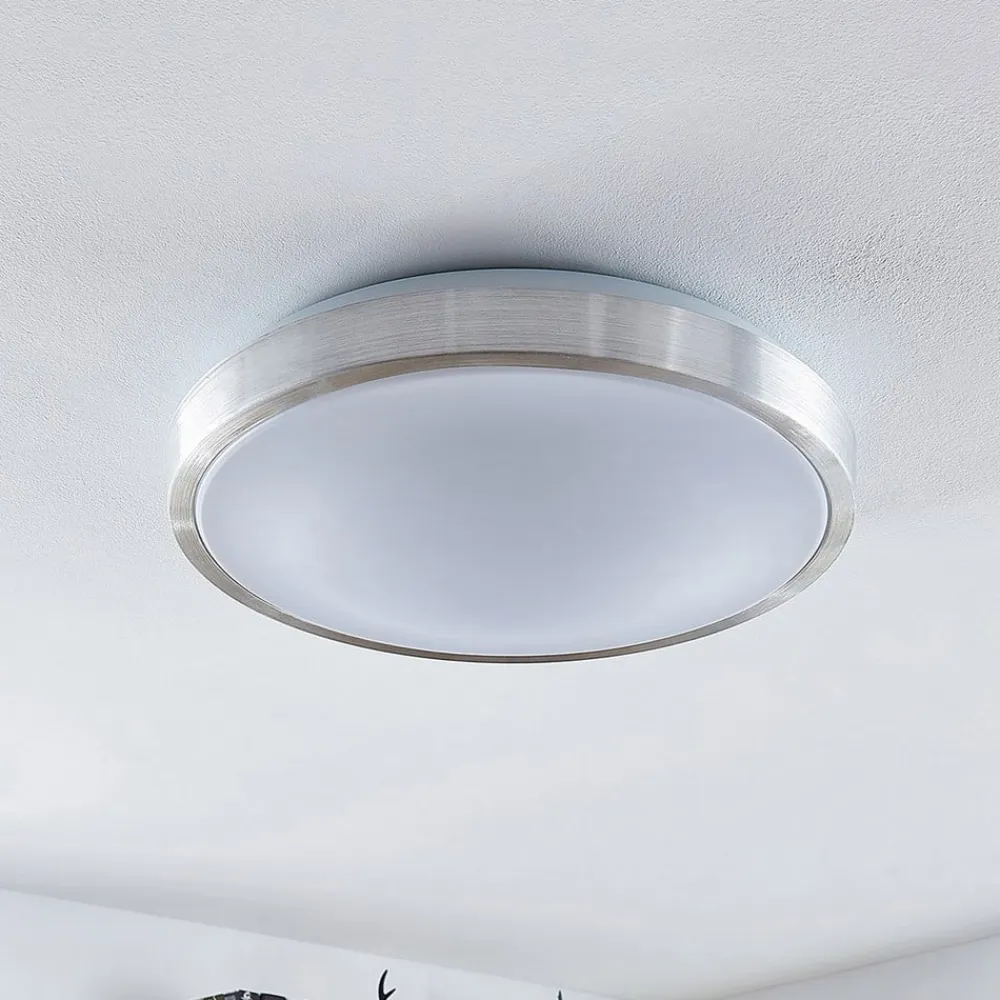 LED-loftlampe Emelie, Ø 42 cm, aluminiumsfarvet, metal^Lindby Clearance