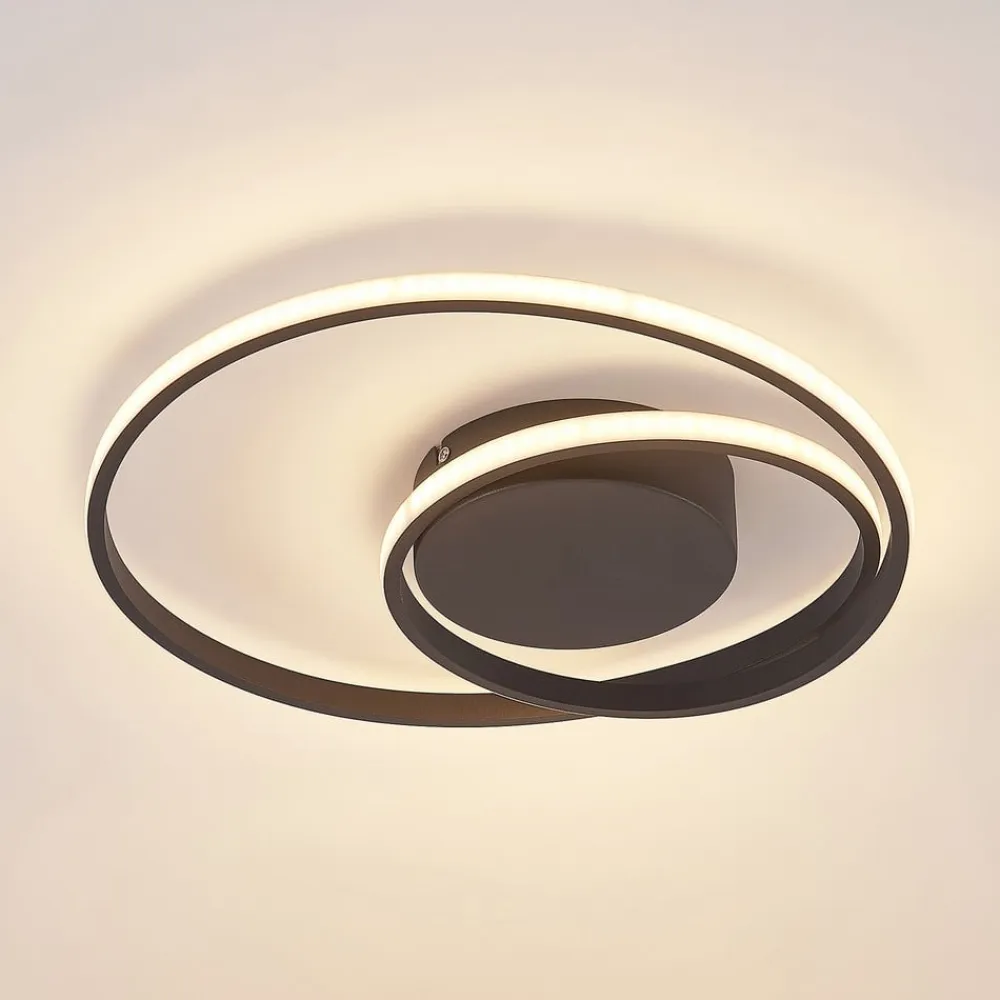 Lindby LED-loftlampe Emisua, sort, CCT, dæmpbar
