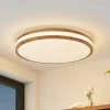 Lindby LED-loftlampe Emiva, 50 cm, CCT, fjernbetjening, træ
