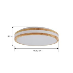 LED-loftlampe Emiva, Ø 39,5 cm, CCT, træ^Lindby New