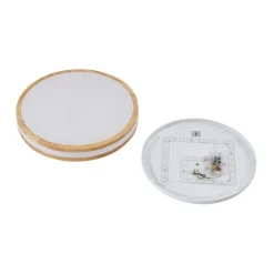 LED-loftlampe Emiva, Ø 39,5 cm, CCT, træ^Lindby New