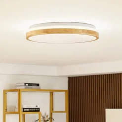 Lindby Gang|Loftlamper>LED-loftlampe Emiva, Ø 49 cm, CCT, træ