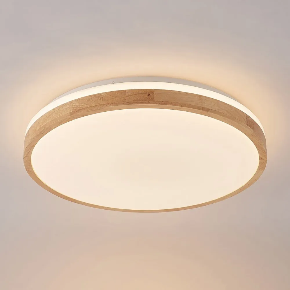 Lindby Gang|Loftlamper>LED-loftlampe Emiva, Ø 49 cm, CCT, træ
