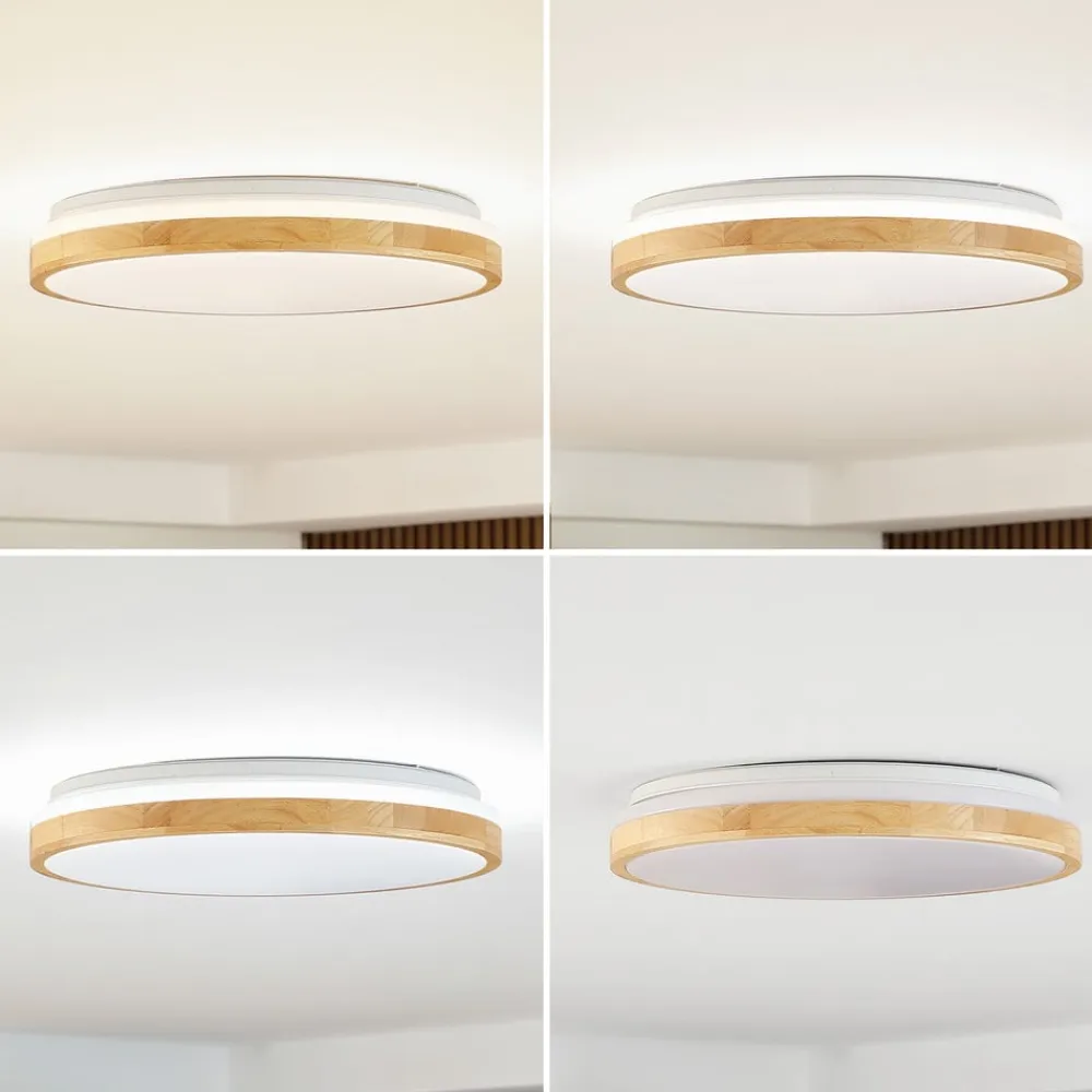 Lindby Gang|Loftlamper>LED-loftlampe Emiva, Ø 49 cm, CCT, træ