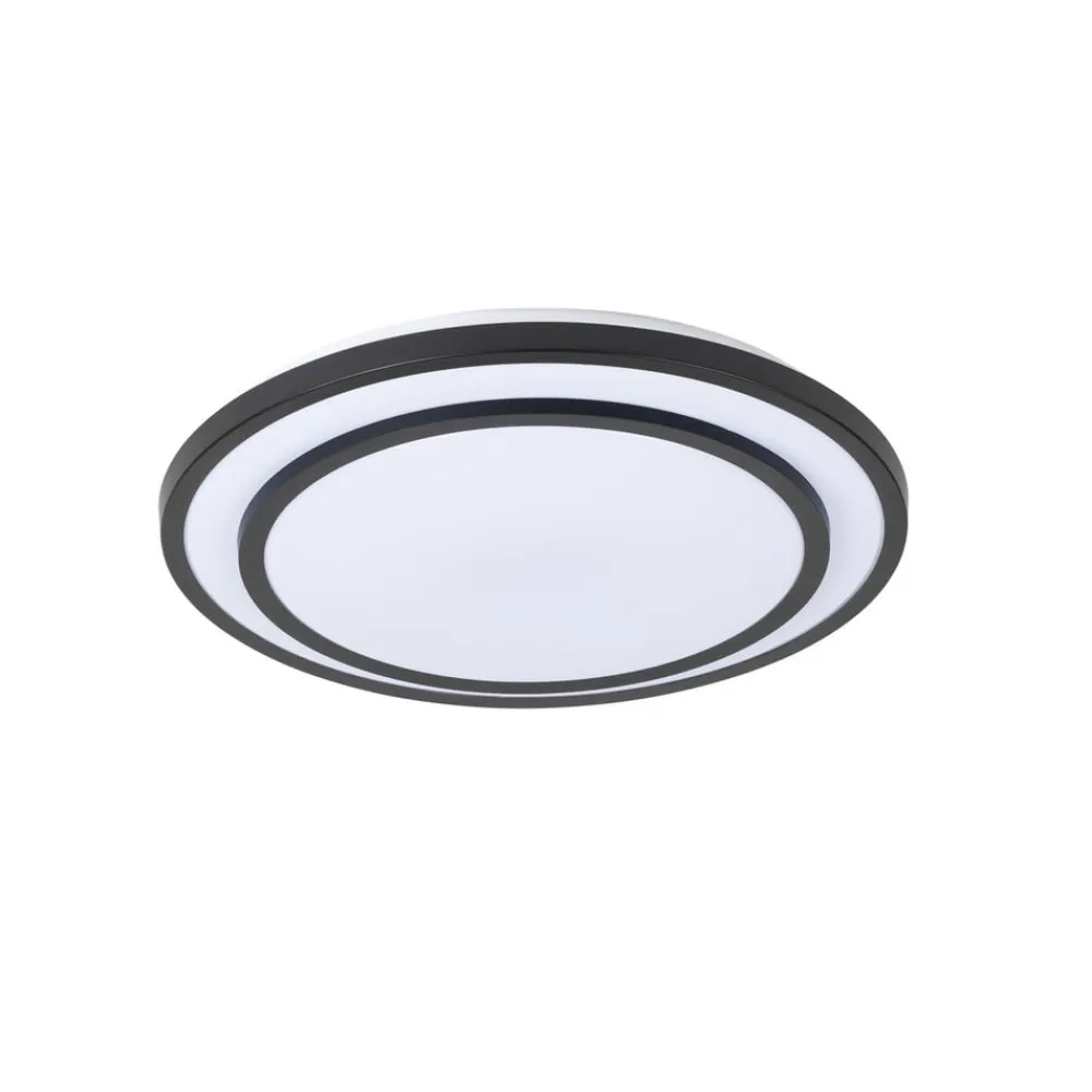 Lindby LED-loftlampe Essina, sort, metal, CCT, dæmpbar.