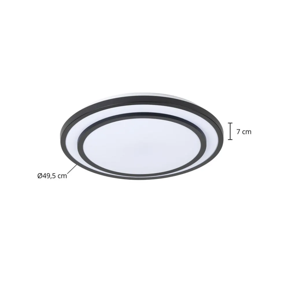 Lindby LED-loftlampe Essina, sort, metal, CCT, dæmpbar.