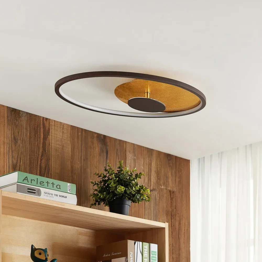 Lindby LED-loftlampe Feival, 61 cm, rust/guld, dæmpbar