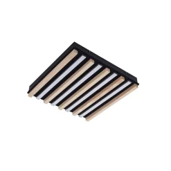 Lindby LED-loftlampe Firka, hvid, træ, 42 cm, CCT, dæmpbar.