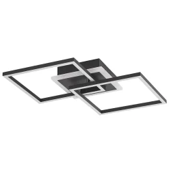 Lindby LED-loftlampe Fjardo, kantet, sort, CCT, fjernbetjening