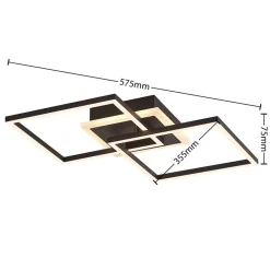 Lindby LED-loftlampe Fjardo, kantet, sort, CCT, fjernbetjening