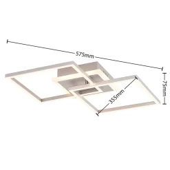 LED-loftlampe Fjardo, kantet, sølv, CCT, fjernbetjening^Lindby Clearance