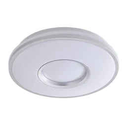 Lindby LED-loftlampe Furgo, sølv/hvid, plast, IP44