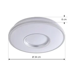 Lindby LED-loftlampe Furgo, sølv/hvid, plast, IP44
