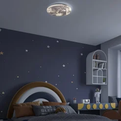 Børn Lindby LED-loftlampe Gaios Ø 38 cm, blå, CCT, dæmpbar