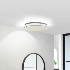 Lindby Gang|Loftlamper>LED-loftlampe Glamo, Ø 39 cm, krom, hvid, IP44