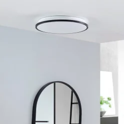 Lindby Loftlamper|Loftlamper>LED-loftlampe Glane, Ø 38 cm, sort/hvid, IP44