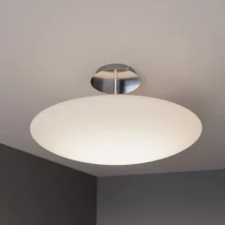 LED-loftlampe Gunda, hvid, glas, Ø 48 cm, dæmpbar^Lindby Clearance