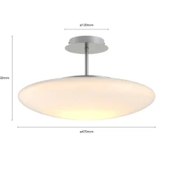 LED-loftlampe Gunda, hvid, glas, Ø 48 cm, dæmpbar^Lindby Clearance
