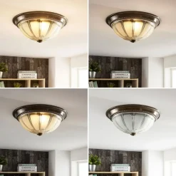 LED-loftlampe Henja, antik messing, Ø 32 cm, dæmpbar^Lindby Best