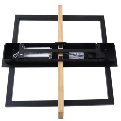 Lindby LED-loftlampe Holamu, 46 cm, sort, træ, metal