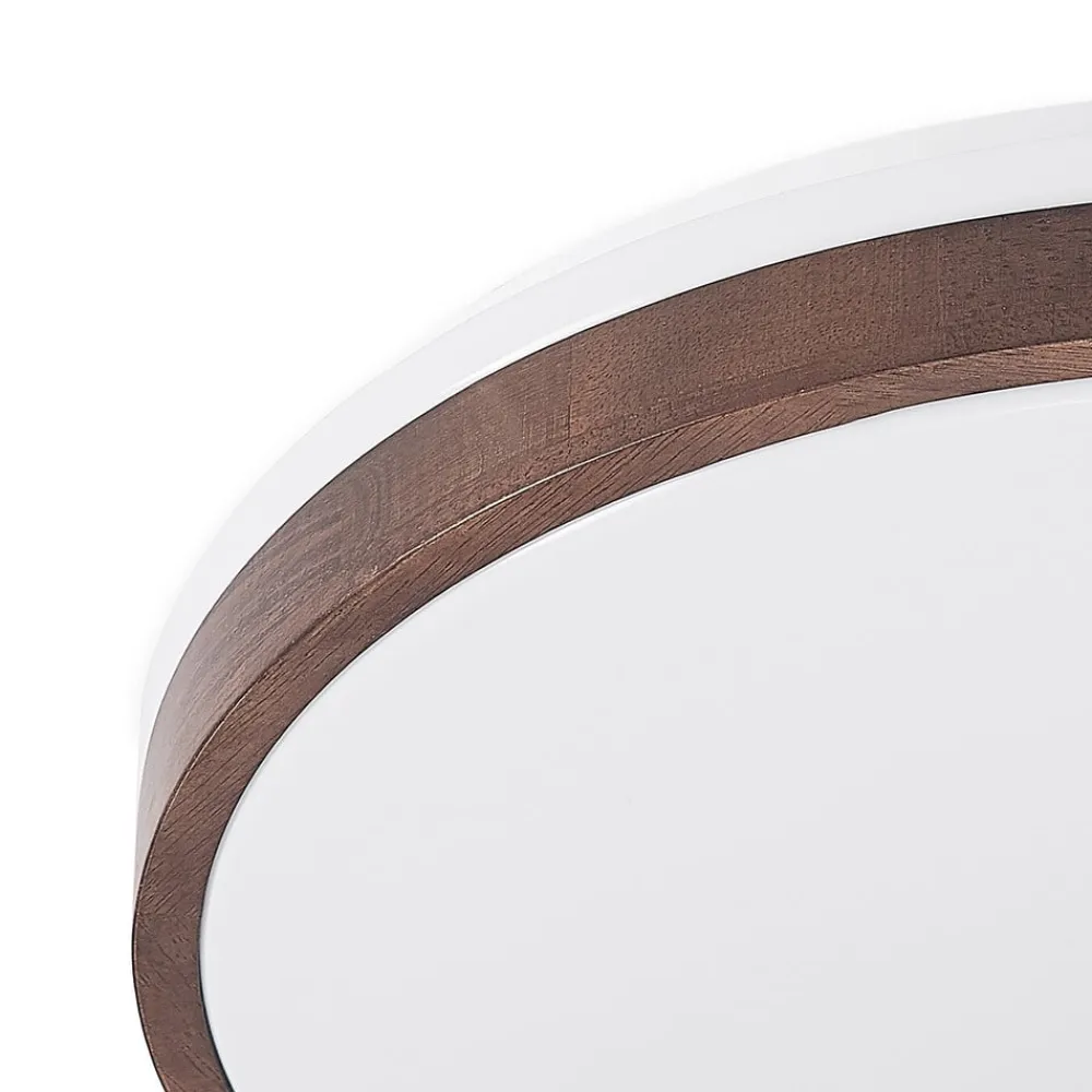 Lindby LED-loftlampe Hudsona, Ø 49 cm, træ, brun