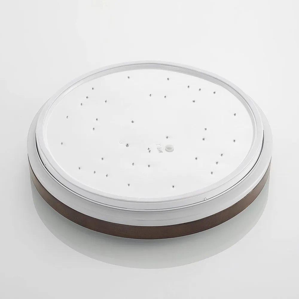 Lindby LED-loftlampe Hudsona, Ø 49 cm, træ, brun