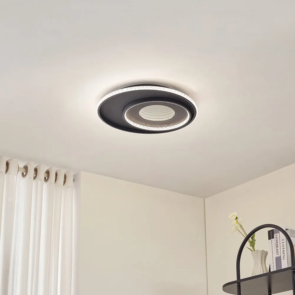 LED-loftlampe Inessa, Ø 51 cm, sort, CCT, dæmpbar^Lindby Discount