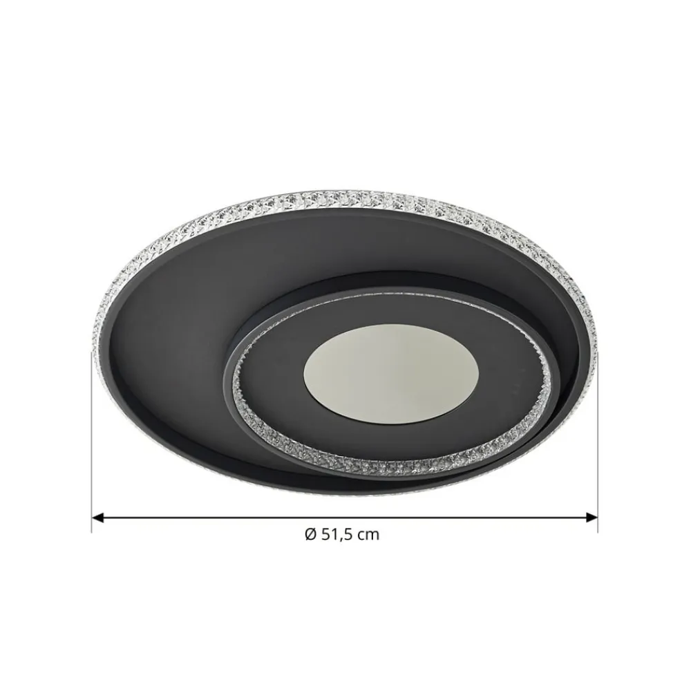 LED-loftlampe Inessa, Ø 51 cm, sort, CCT, dæmpbar^Lindby Discount