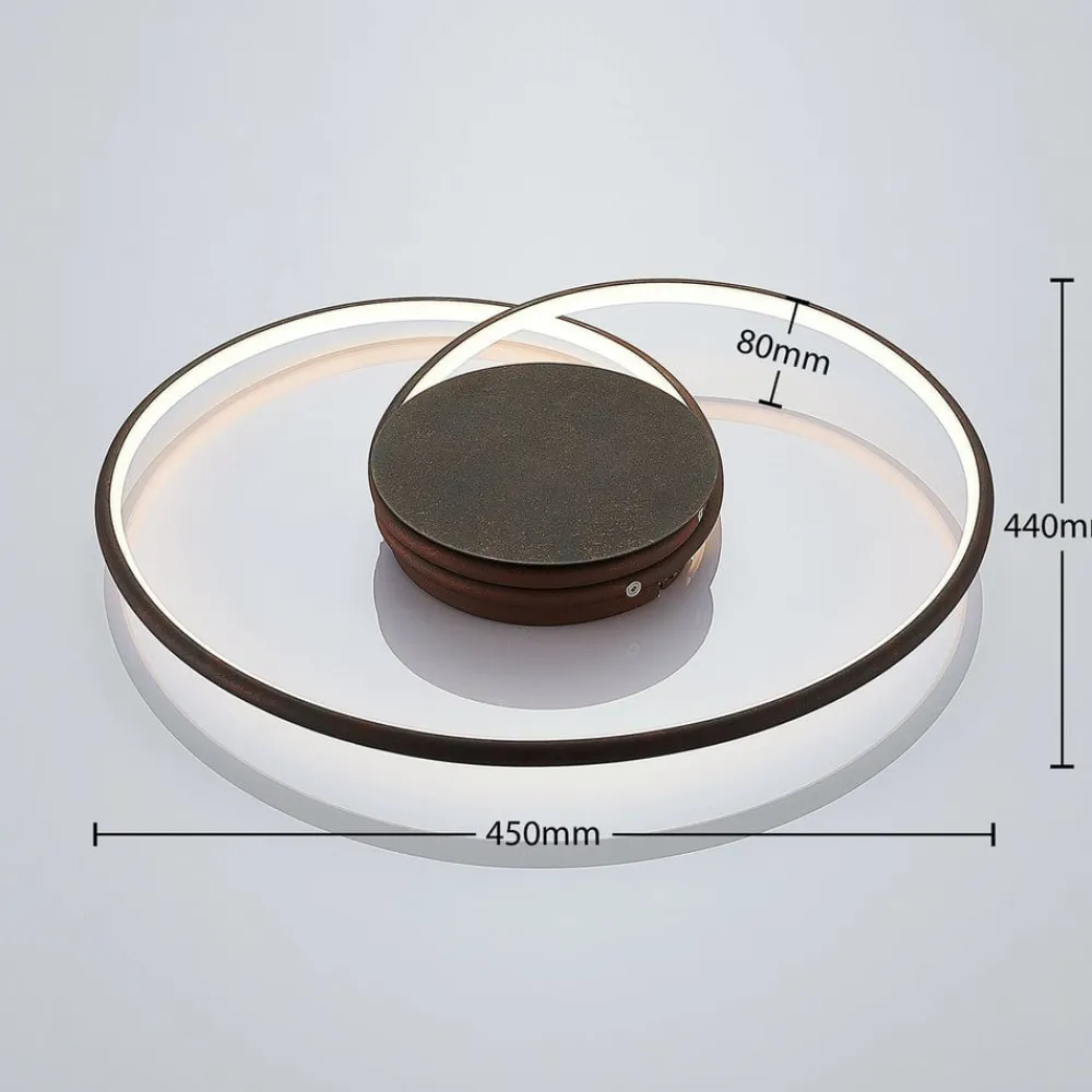 Lindby Gang|Loftlamper>LED-loftlampe Joline, Ø 45 cm, rustbrun, metal