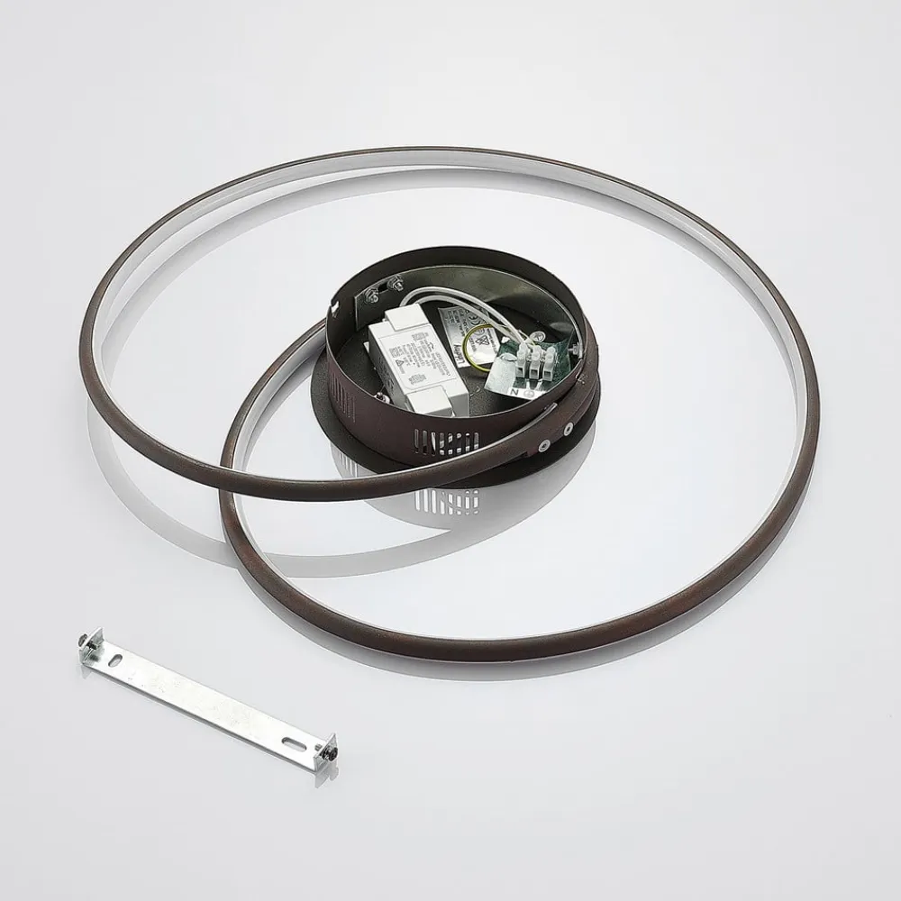 Lindby Gang|Loftlamper>LED-loftlampe Joline, Ø 45 cm, rustbrun, metal