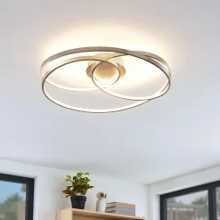 LED-loftlampe Joline, Ø 60 cm, nikkelfarvet, metal^Lindby Sale