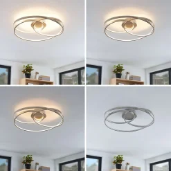 LED-loftlampe Joline, Ø 60 cm, nikkelfarvet, metal^Lindby Sale