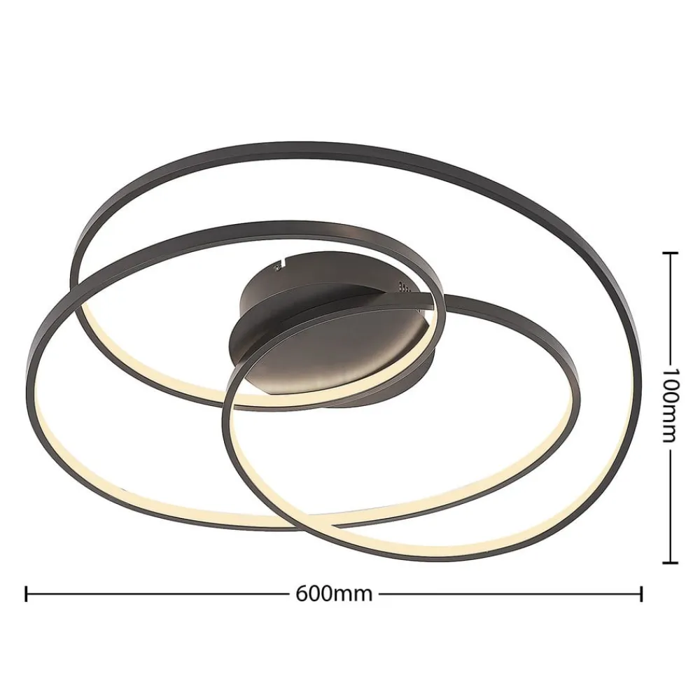 Lindby LED-loftlampe Kateryna, sort, Ø 60 cm, dæmpbar