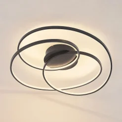 Lindby LED-loftlampe Kateryna, sort, Ø 60 cm, dæmpbar