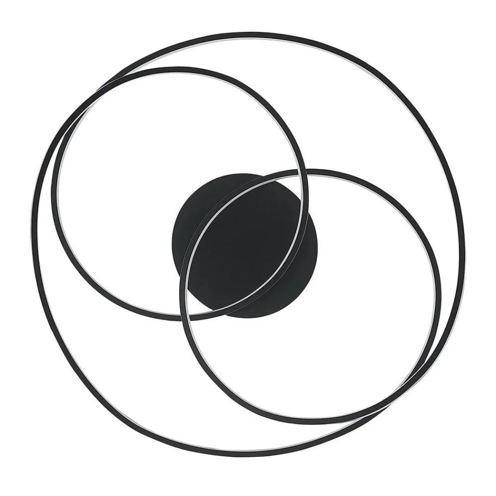 Lindby LED-loftlampe Kateryna, sort, Ø 60 cm, dæmpbar