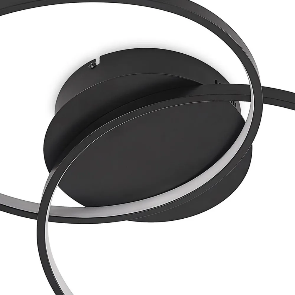 Lindby LED-loftlampe Kateryna, sort, Ø 60 cm, dæmpbar