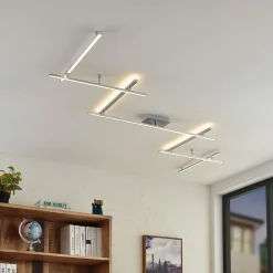 LED-loftlampe Kerem, 345 cm, nikkelfarvet, metal^Lindby Best