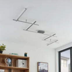 LED-loftlampe Kerem, 345 cm, nikkelfarvet, metal^Lindby Best