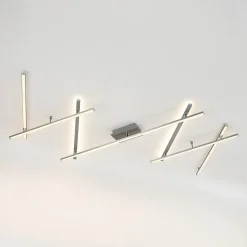 LED-loftlampe Kerem, 345 cm, nikkelfarvet, metal^Lindby Best