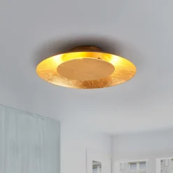 Lindby LED-loftlampe Keti, Ø 35 cm, guld, rund, metal