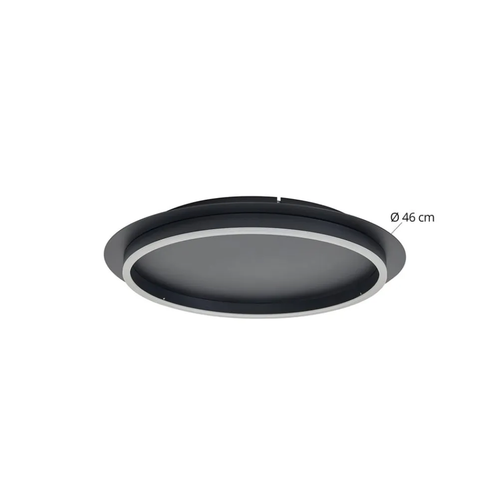 Lindby LED-loftlampe Kunis, sort, plast, Ø 46 cm