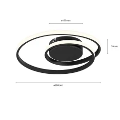 LED-loftlampe Kyron, sort, aluminium, dæmpbar, Ø45cm^Lindby Discount