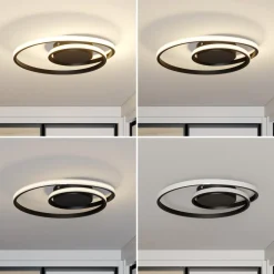 LED-loftlampe Kyron, sort, aluminium, dæmpbar, Ø45cm^Lindby Discount