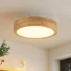 Lindby Gang|Loftlamper>LED-loftlampe Lanira, Ø 30 cm, træ, fjernbetjening, CCT