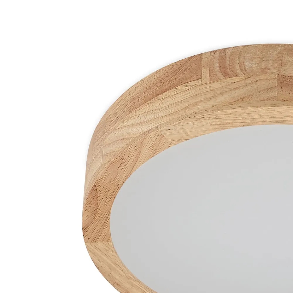 Lindby Gang|Loftlamper>LED-loftlampe Lanira, Ø 30 cm, træ, fjernbetjening, CCT