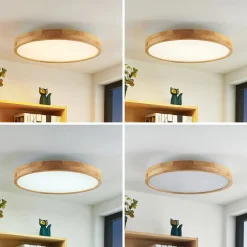 LED-loftlampe Lanira, Ø 60 cm, træ, fjernbetjening, CCT^Lindby Sale