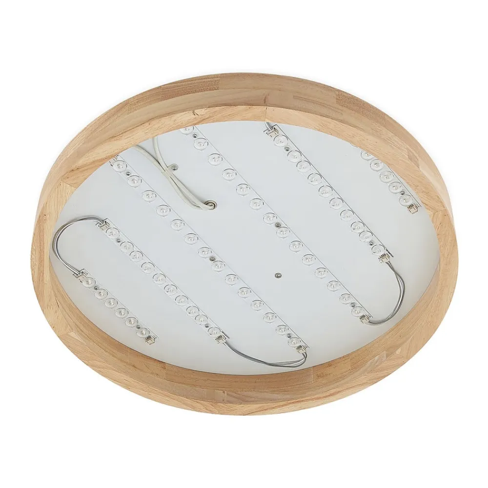Lindby Gang|Loftlamper>LED-loftlampe Lanira, Ø 50 cm, træ, fjernbetjening, CCT