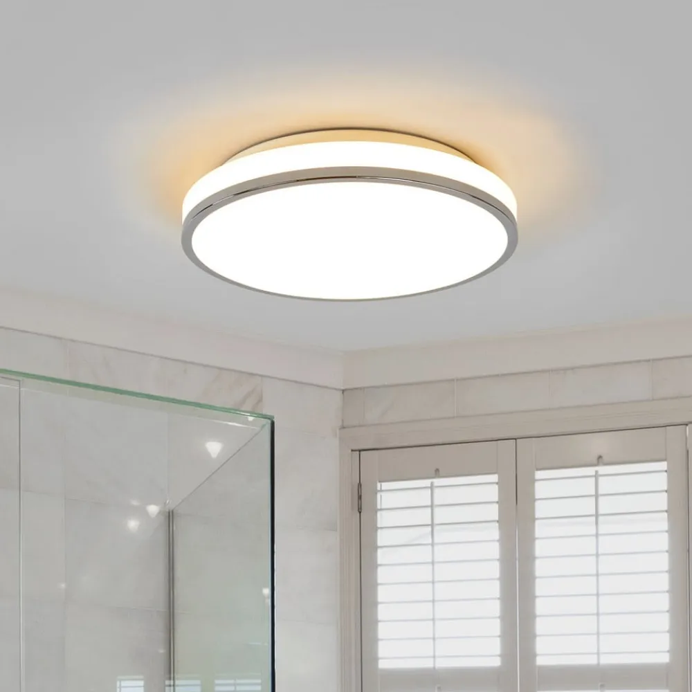 Lindby LED-loftlampe Lyss, Ø 34 cm, kromfarvet, IP44
